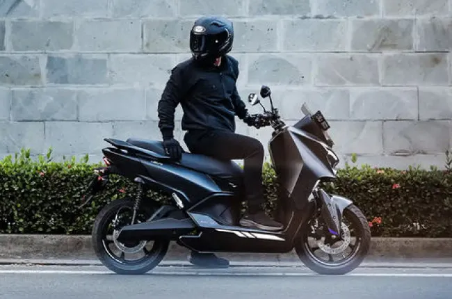 M1-S Electric Maxi-Scooter Riding: Side Profile (Right) View